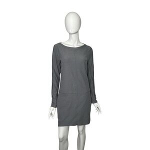 Athleta Dress Gray Women's Small Striped Carmella Long Sleeve Above Knee